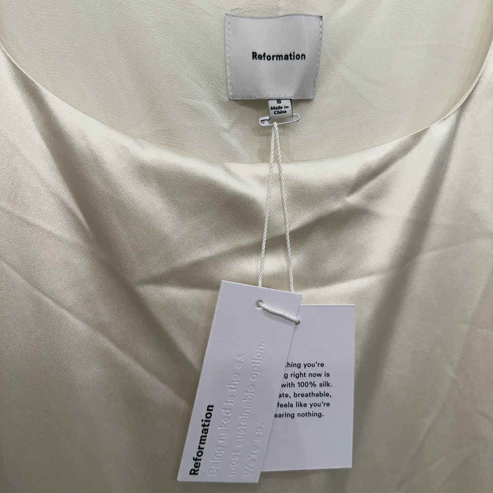 NWT Reformation Zaire Silk Bridal Ivory Dress - sz 8 - Picture 7 of 7
